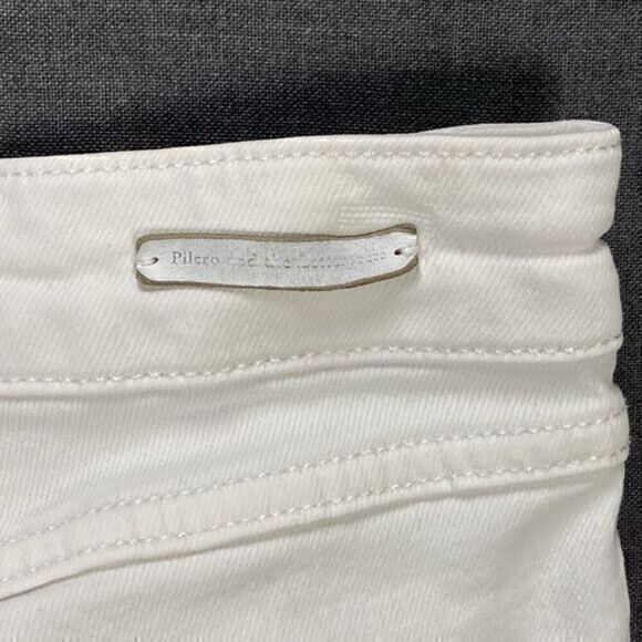 Anthropologie Pilcro Jeans Womens Size 32 White Frayed Hem Stretch Straight Leg - Picture 10 of 15